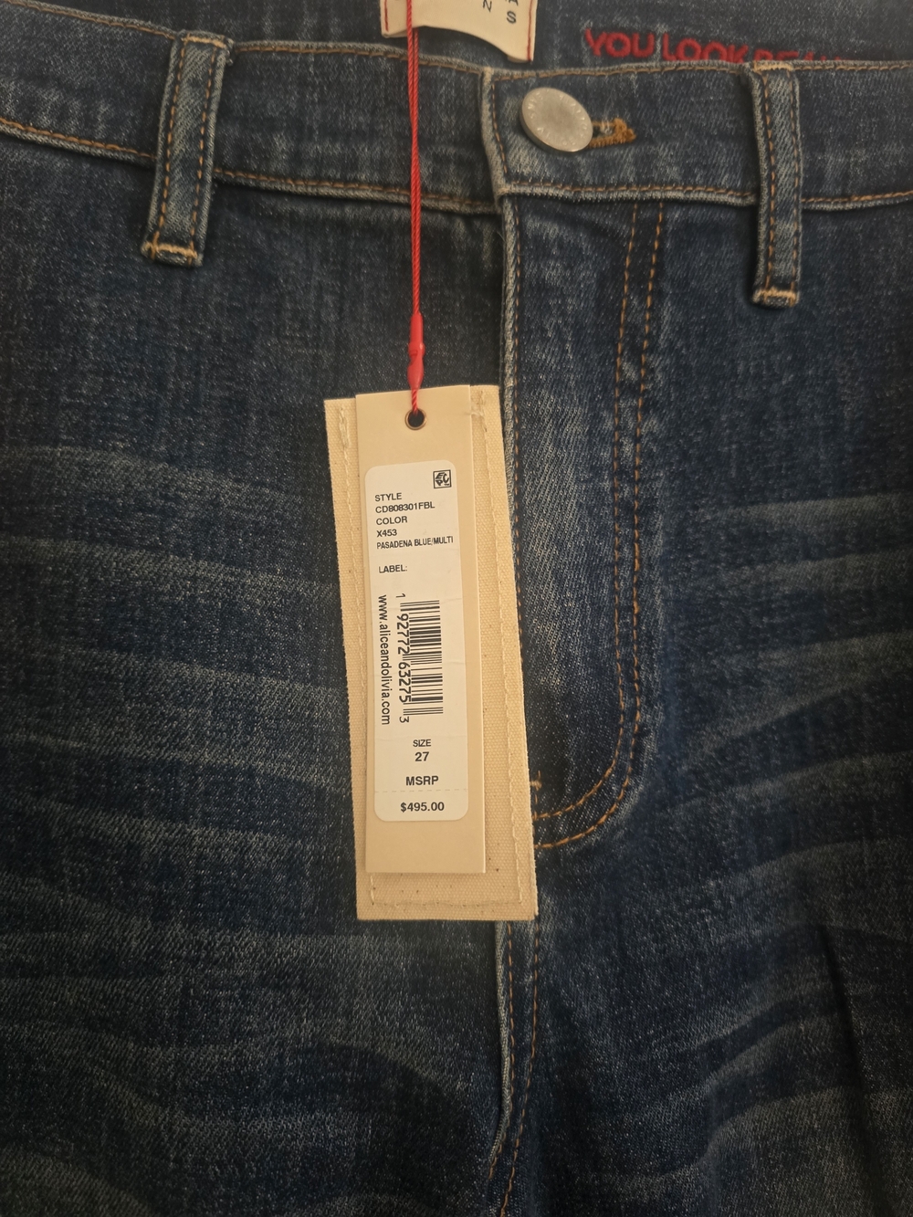 NWT Alice + Olivia Vegan Leather Flair Jean - Picture 4 of 7